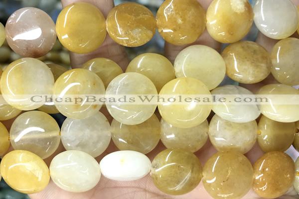 COIN119 15 inches 16mm coin yellow jade beads