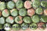 COIN121 15 inches 16mm coin unakite gemstone beads