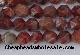 COJ1006 15.5 inches 6mm faceted nuggets pomegranate jasper beads