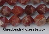 COJ1007 15.5 inches 8mm faceted nuggets pomegranate jasper beads