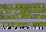 COJ400 15.5 inches 4mm round matte olive jade beads wholesale