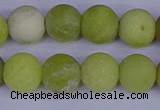 COJ404 15.5 inches 12mm round matte olive jade beads wholesale