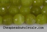 COJ411 15.5 inches 10mm faceted round olive jade beads