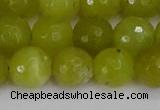 COJ412 15.5 inches 12mm faceted round olive jade beads