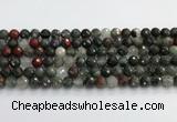 COJ485 15.5 inches 8mm faceted round blood jasper beads wholesale