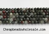 COJ486 15.5 inches 10mm faceted round blood jasper beads wholesale