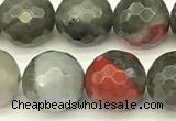 COJ496 15 inches 8mm faceted round blood jasper beads