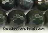 COJ503 15 inches 12mm faceted round Indian bloodstone jasper beads