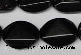 CON106 15.5 inches 18*25mm cut oval black onyx gemstone beads