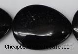 CON55 15.5 inches 30*40mm flat teardrop black onyx gemstone beads