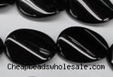 CON58 15.5 inches 18*25mm twisted oval black onyx gemstone beads