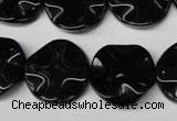 CON95 15.5 inches 19mm wavy coin black onyx gemstone beads