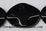 CON98 15.5 inches 30*40mm wavy oval black onyx gemstone beads