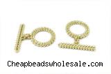 CONN09 3*21mm, 15-16mm copper toggle clasp gold plated