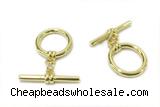 CONN19 2*21mm, 15mm copper toggle clasp gold plated