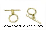 CONN20 2*21mm, 15mm copper toggle clasp gold plated