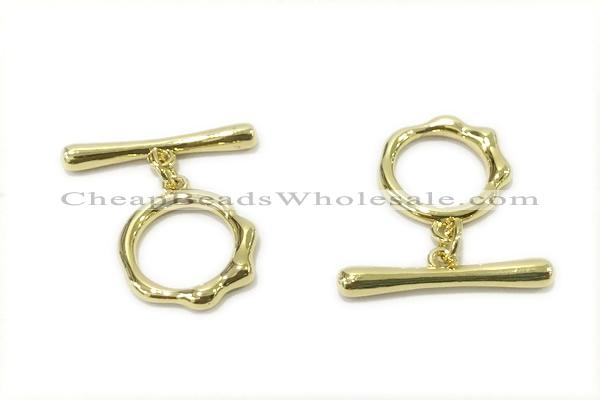 CONN21 2*21mm, 15mm copper toggle clasp gold plated