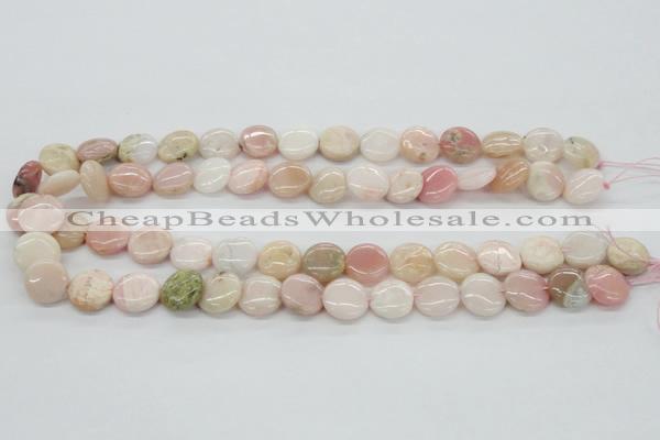 COP09 15.5 inches 14mm flat round natural pink opal beads wholesale