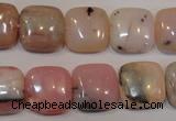 COP1044 15.5 inches 14*14mm square natural pink opal gemstone beads