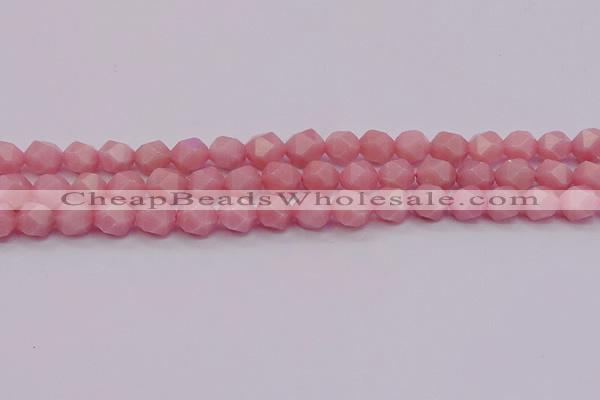 COP1223 15.5 inches 10mm faceted nuggets Chinese pink opal beads