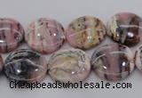 COP1260 15.5 inches 10mm flat round natural pink opal gemstone beads