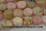 COP1293 15.5 inches 8mm flat round natural pink opal beads