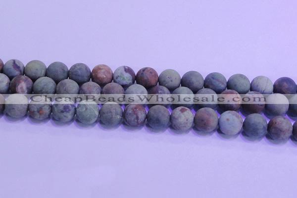 COP1354 15.5 inches 12mm round matte green opal gemstone beads