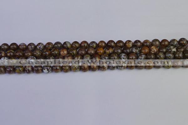 COP1371 15.5 inches 6mm round fire lace opal beads wholesale