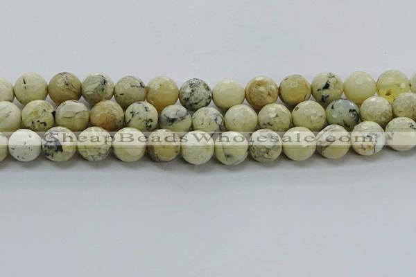 COP1474 15.5 inches 12mm faceted round African opal gemstone beads