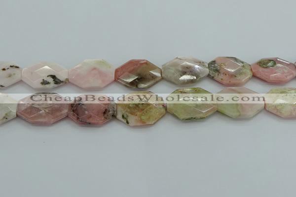 COP1494 15.5 inches 25*35mm faceted freeform natural pink opal beads