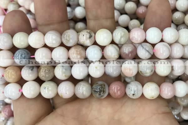 COP1542 15.5 inches 8mm round AB-color natural pink opal beads