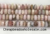 COP1553 15.5 inches 6*12mm - 8*13mm faceted tyre natural pink opal beads