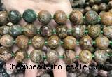 COP1645 15.5 inches 16mm faceted round green opal gemstone beads