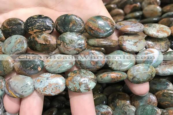 COP1654 15.5 inches 15*20mm oval green opal gemstone beads