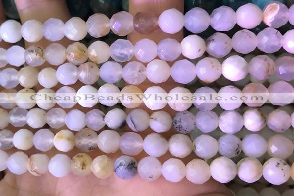 COP1666 15.5 inches 6mm faceted round white opal beads