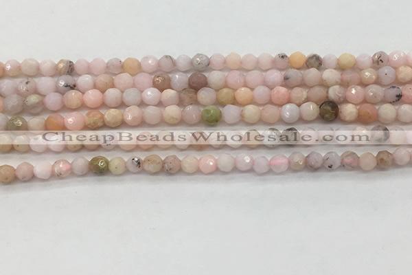 COP1710 15.5 inches 4mm faceted round natural pink opal beads