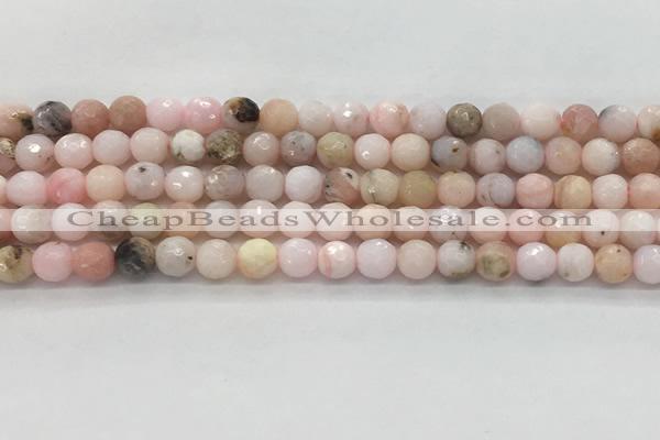 COP1711 15.5 inches 6mm faceted round natural pink opal beads