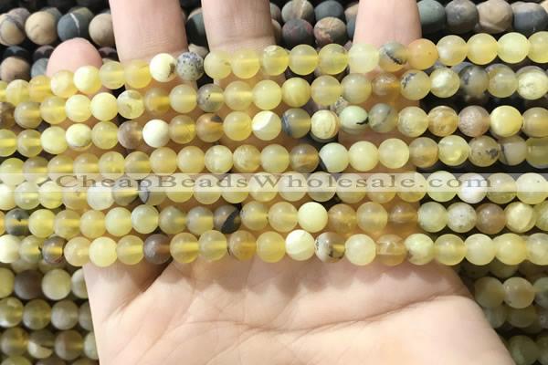 COP1765 15.5 inches 4mm round matte yellow opal beads wholesale