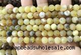 COP1767 15.5 inches 8mm round matte yellow opal beads wholesale