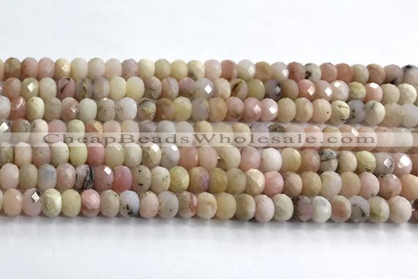 COP1854 15 inches 4*6mm faceted rondelle pink opal beads