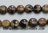 COP210 15.5 inches 10mm flat round natural brown opal gemstone beads