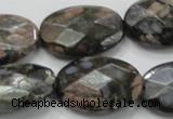 COP274 15.5 inches 20*30mm faceted oval natural grey opal gemstone beads