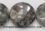 COP280 15.5 inches 35mm faceted round natural grey opal gemstone beads