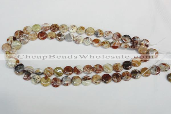 COP309 15.5 inches 12mm flat round brandy opal gemstone beads wholesale