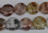 COP310 15.5 inches 15mm flat round brandy opal gemstone beads wholesale