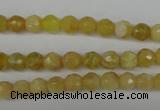 COP334 15.5 inches 6mm faceted round yellow opal gemstone beads