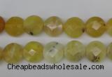 COP345 15.5 inches 10mm faceted coin yellow opal gemstone beads