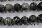 COP463 15.5 inches 10mm faceted round natural grey opal gemstone beads