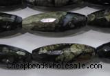 COP480 15.5 inches 10*30mm faceted rice natural grey opal beads