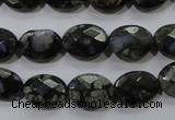 COP486 15.5 inches 10*14mm faceted oval natural grey opal beads